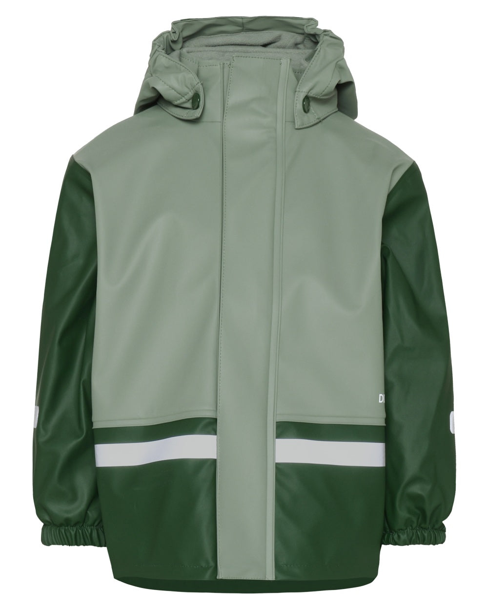 Light Moss coloured Didriksons Boardman Kids Rain Set on white background