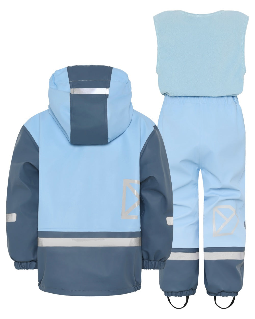 Light Sea Blue coloured Didriksons Boardman Kids Rain Set on white background