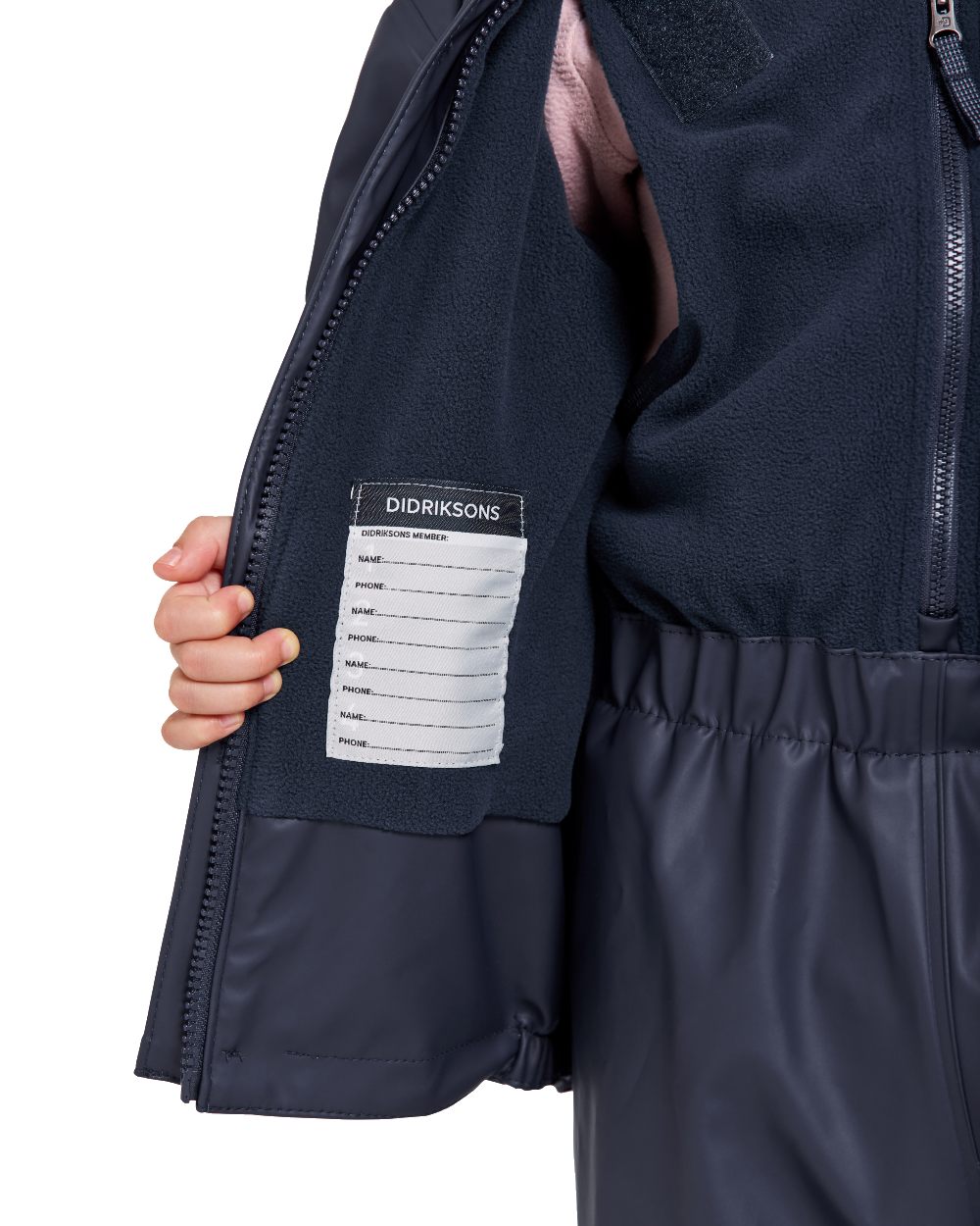 Navy Coloured Didriksons Boardman Kids Rain Set on a white background