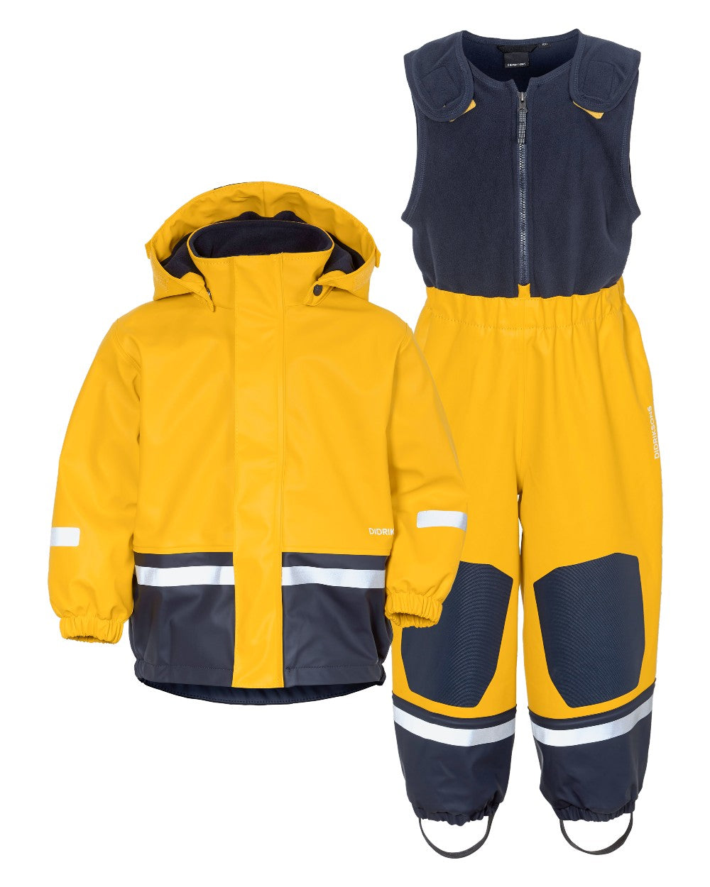 Oat Yellow coloured Didriksons Boardman Kids Rain Set on white background