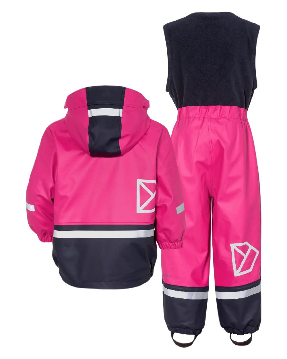 Plastic Pink Coloured Didriksons Boardman Kids Rain Set on a white background