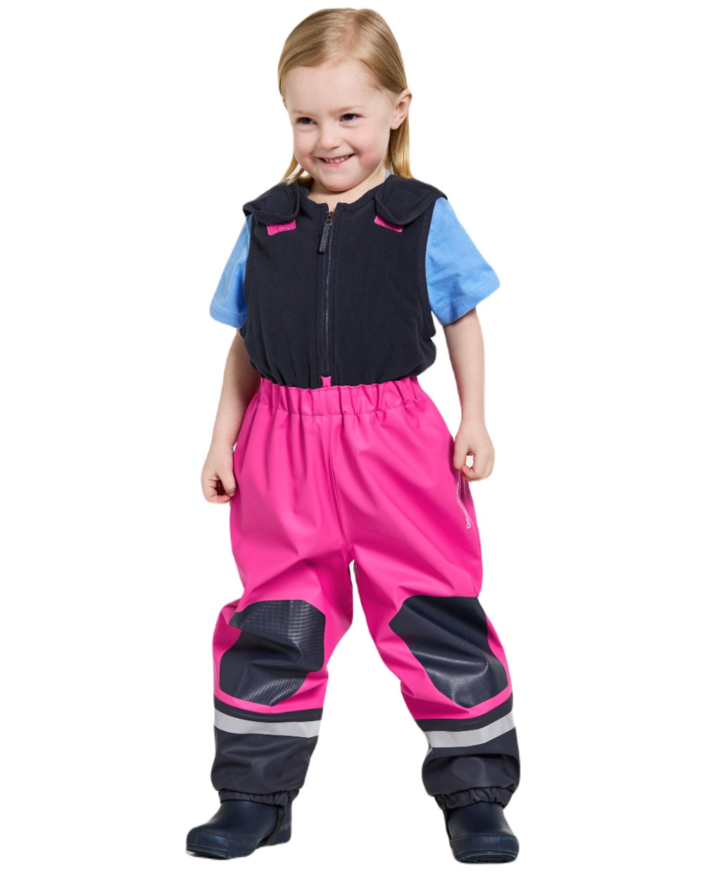 Plastic Pink Coloured Didriksons Boardman Kids Rain Set model on a white background
