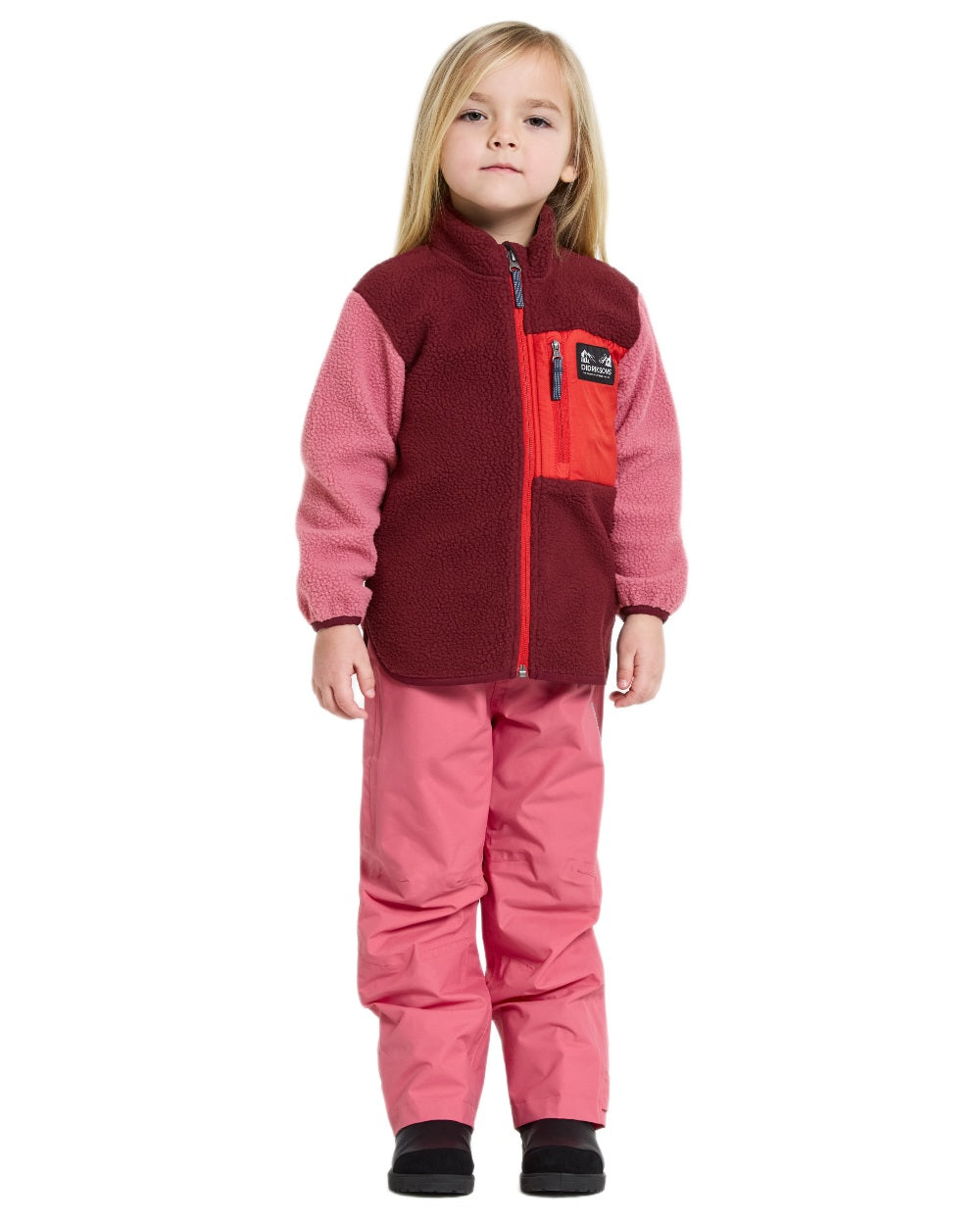 Anemon Red coloured Didriksons Childrens Anten Full Zip Jacket on white background