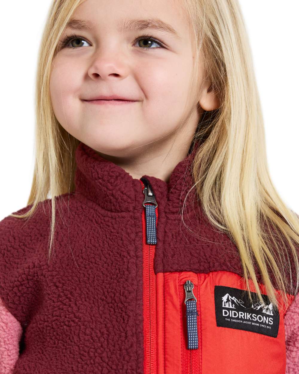 Anemon Red coloured Didriksons Childrens Anten Full Zip Jacket on white background
