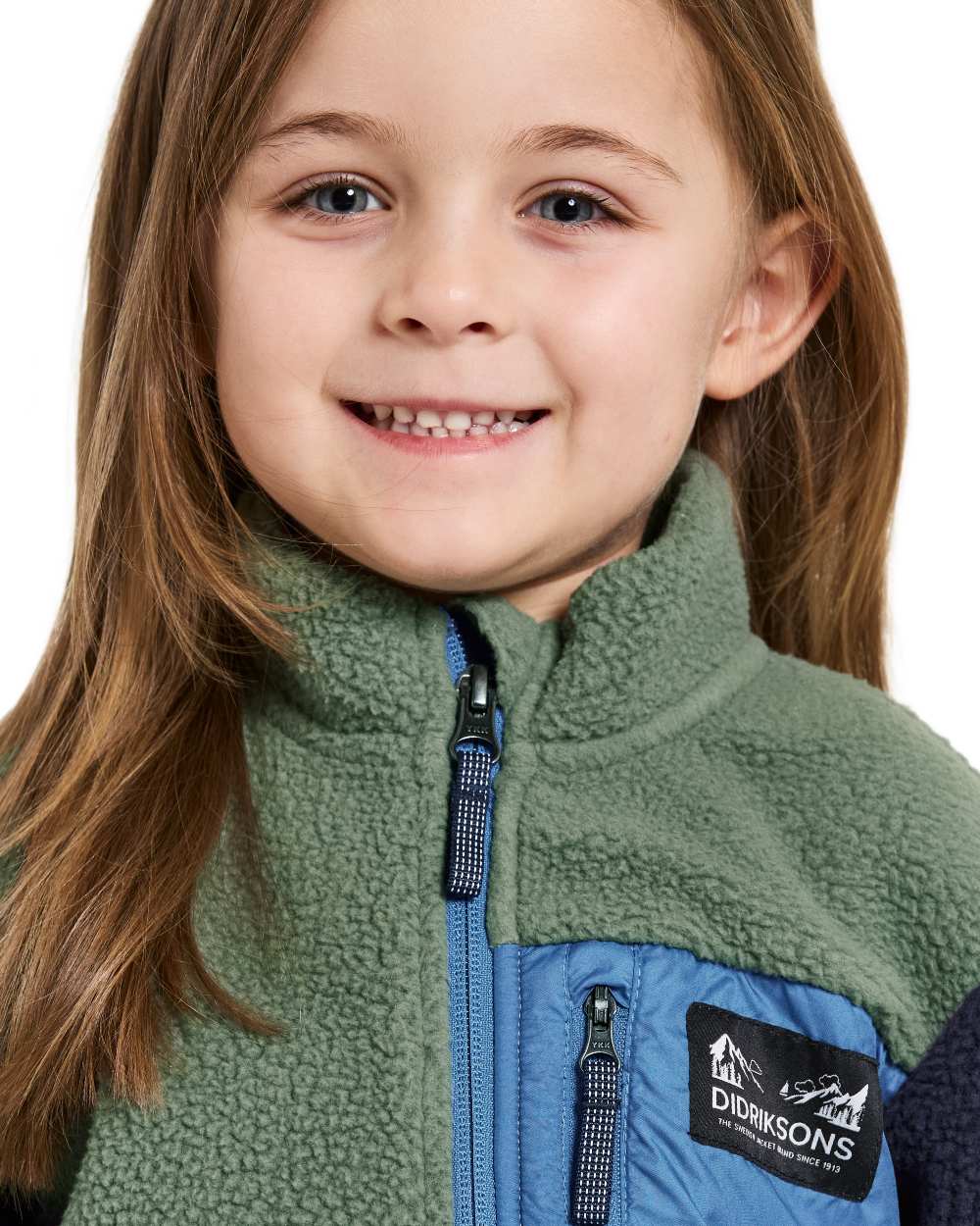 Light Moss coloured Didriksons Childrens Anten Full Zip Jacket on white background