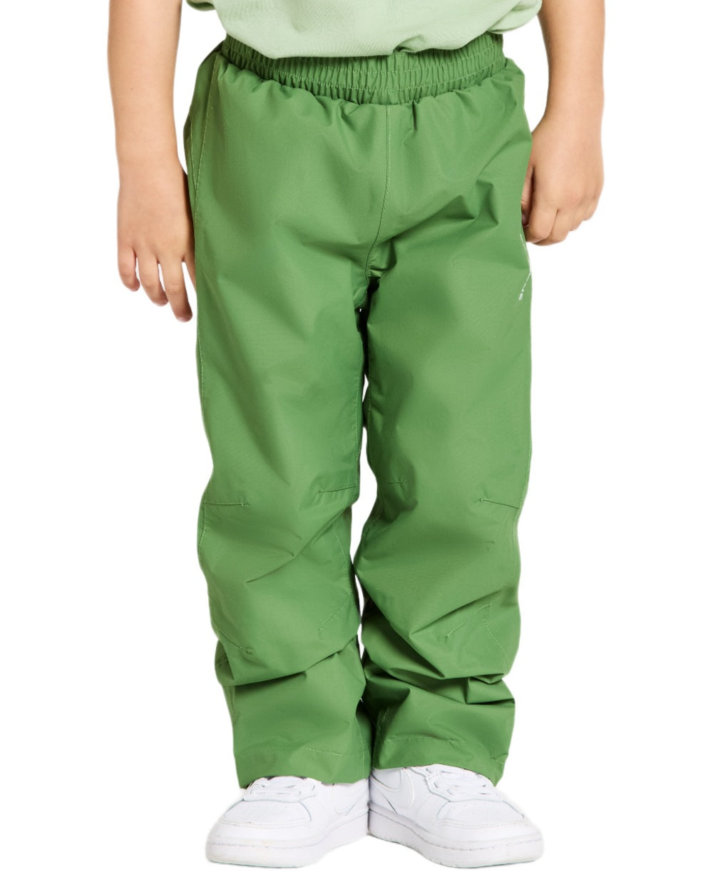 Algae Green coloured Didriksons Childrens Avan Pants on white background