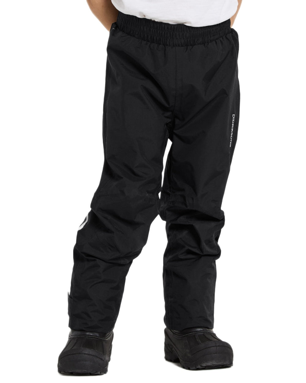 Black coloured Didriksons Childrens Avan Pants 2 on white background