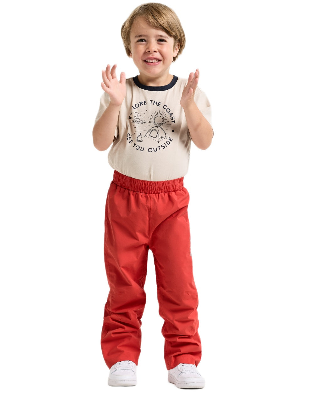 Paprika coloured Didriksons Childrens Avan Pants 2 on white background