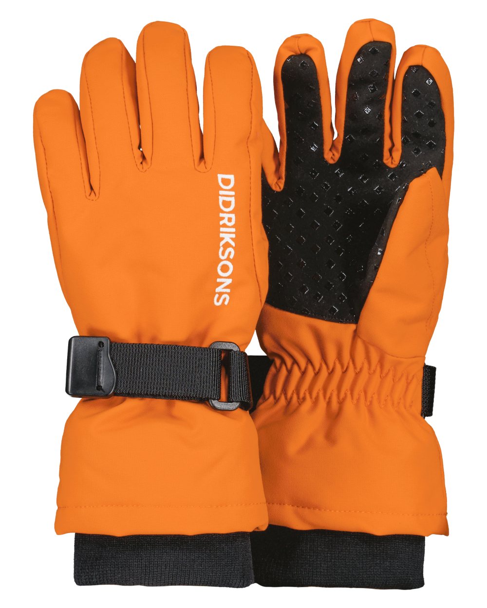 Orange Jam coloured Didriksons Childrens Biggles Gloves on white background