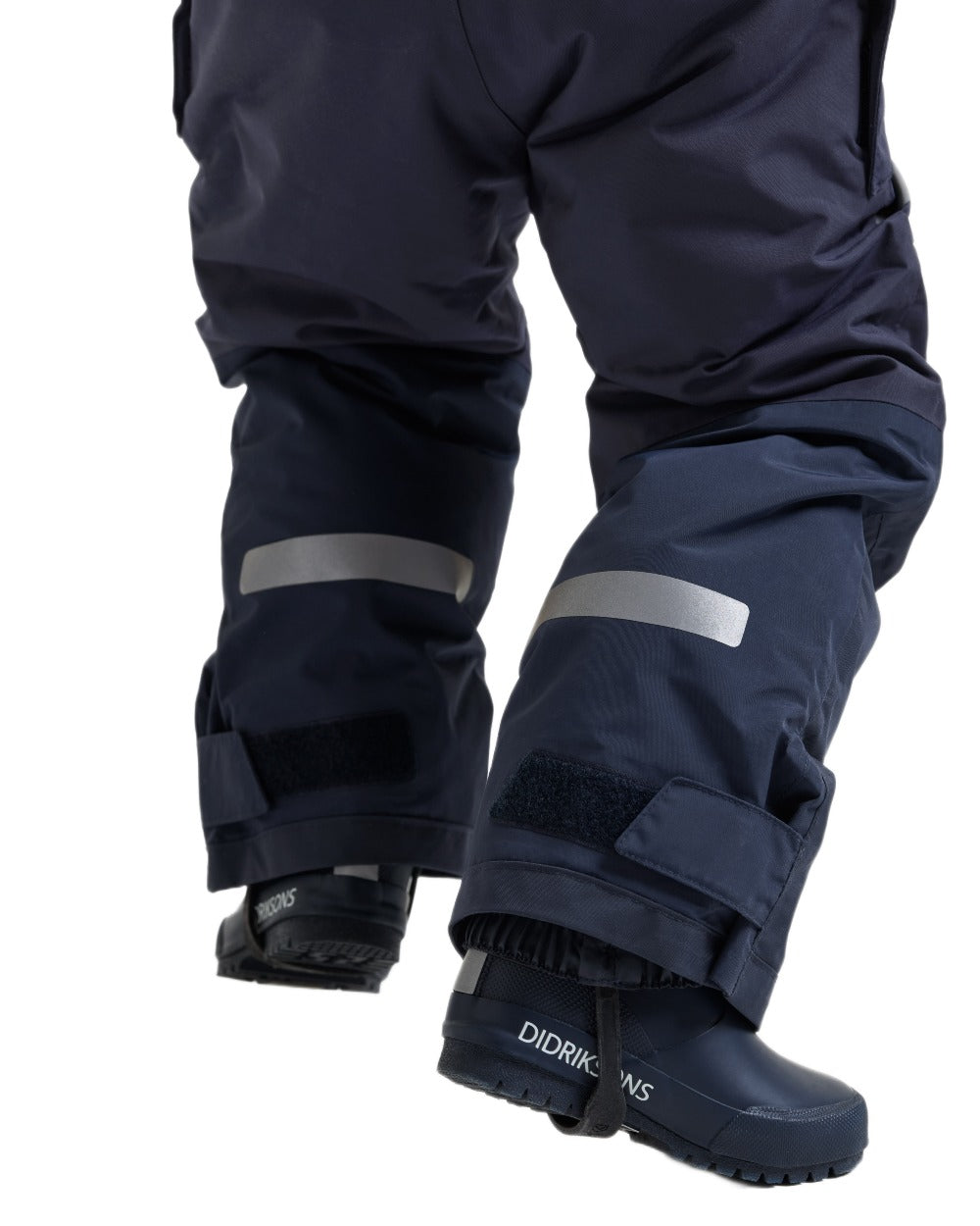 Navy coloured Didriksons Childrens Bjarven Bib Pants 3 on white background