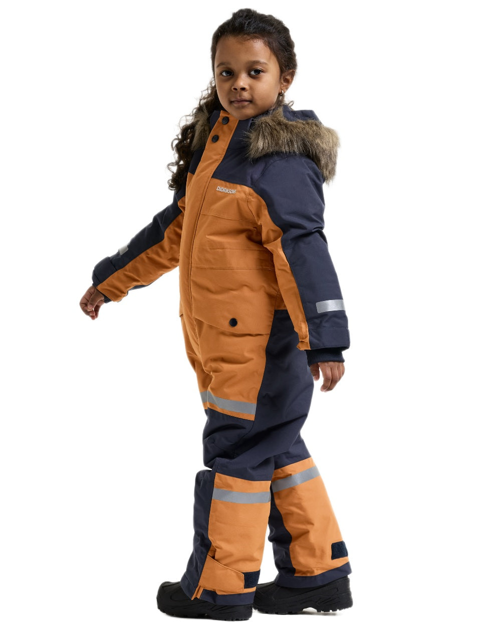 Almond Tree coloured Didriksons Childrens Bjarven Coverall 5 on white background