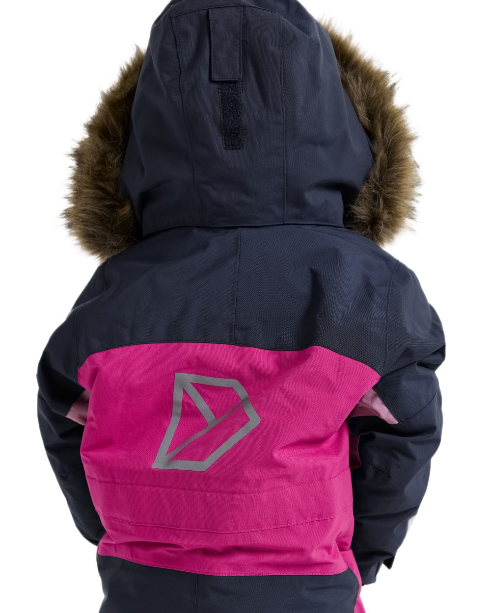 Cactus Pink coloured Didriksons Childrens Bjarven Coverall 5 on white background