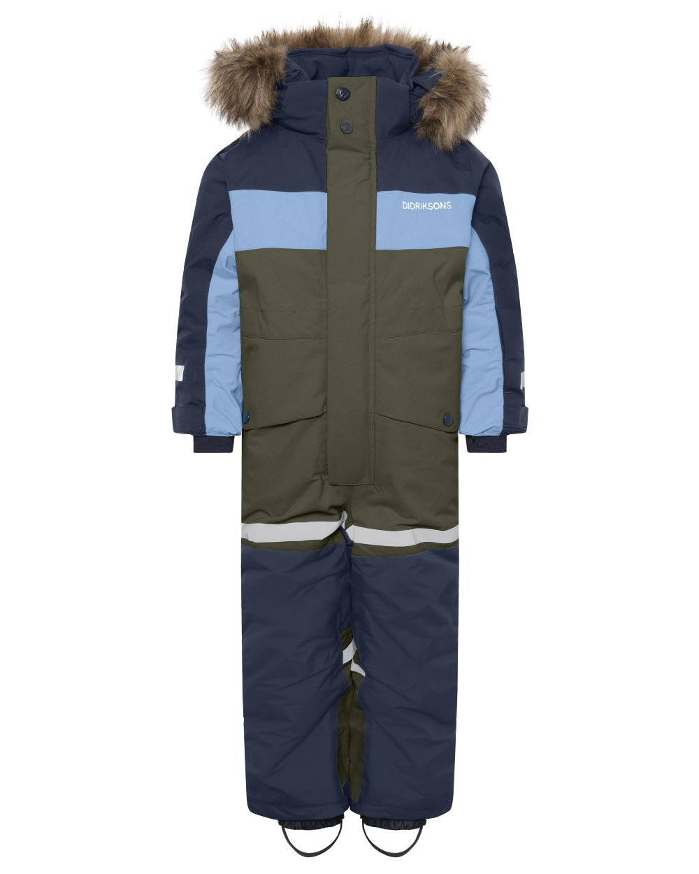 Deep Green coloured Didriksons Childrens Bjarven Coverall 5 on white background