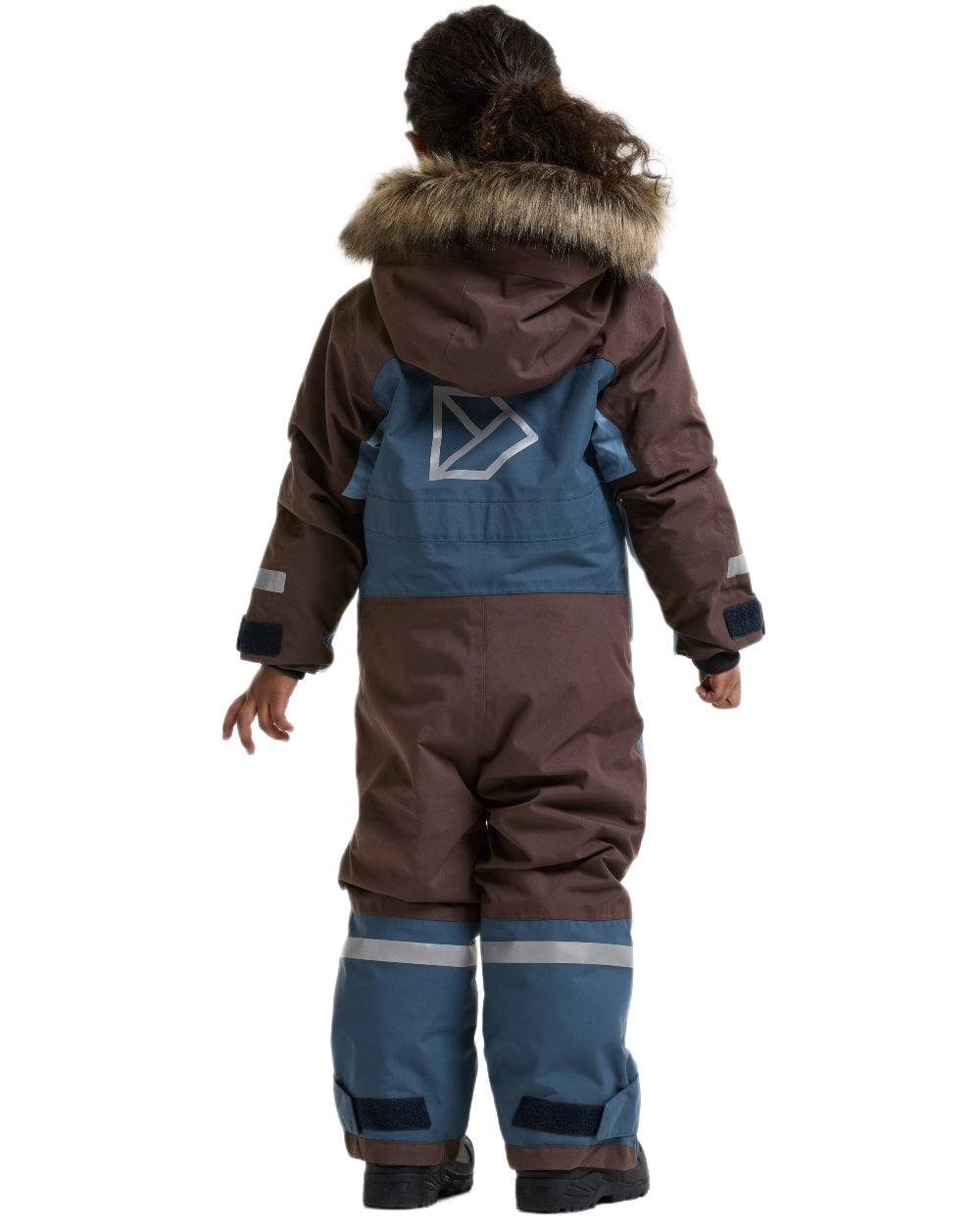 Mountain Blue coloured Didriksons Childrens Bjarven Coverall 5 on white background