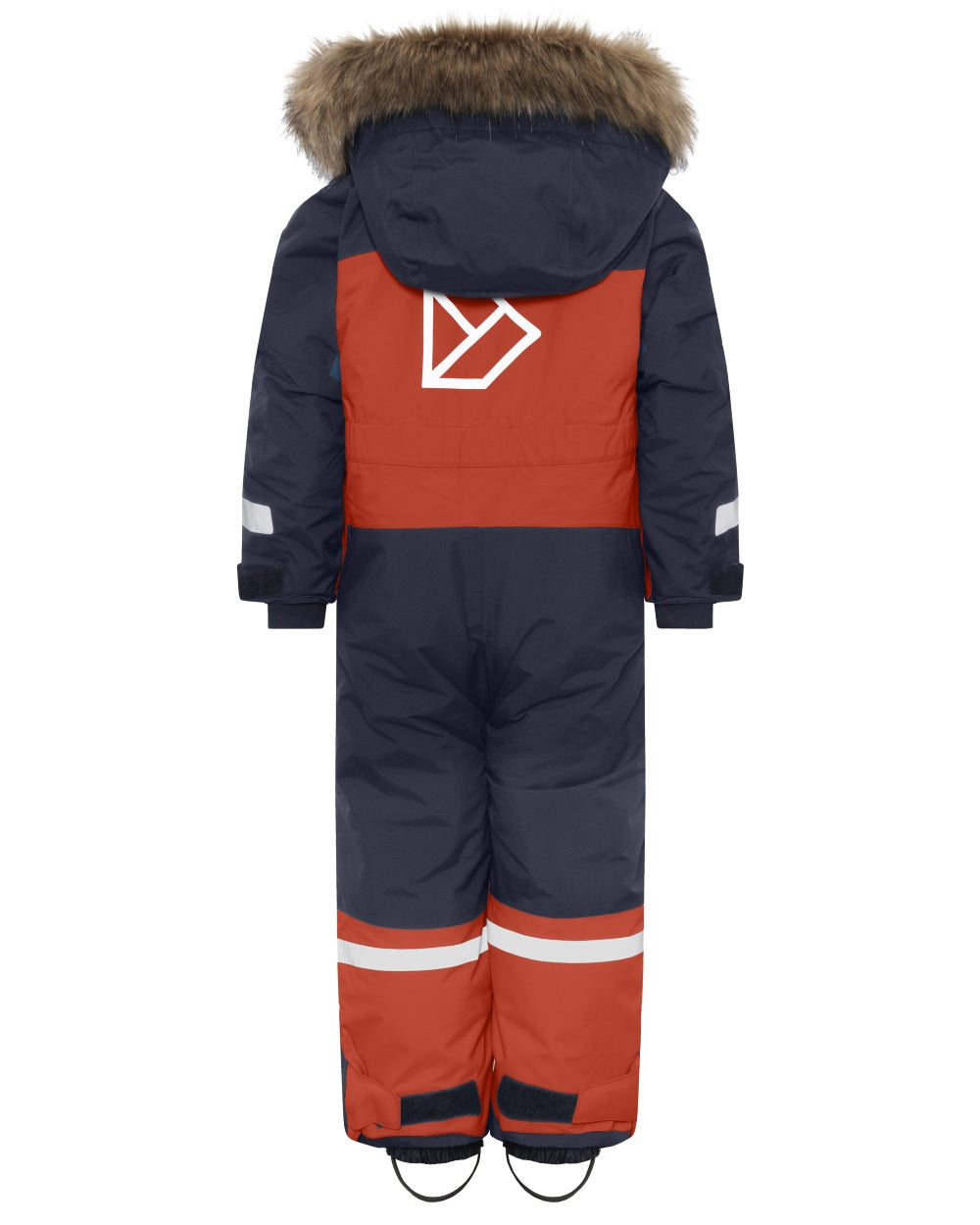 Rust coloured Didriksons Childrens Bjarven Coverall 5 on white background