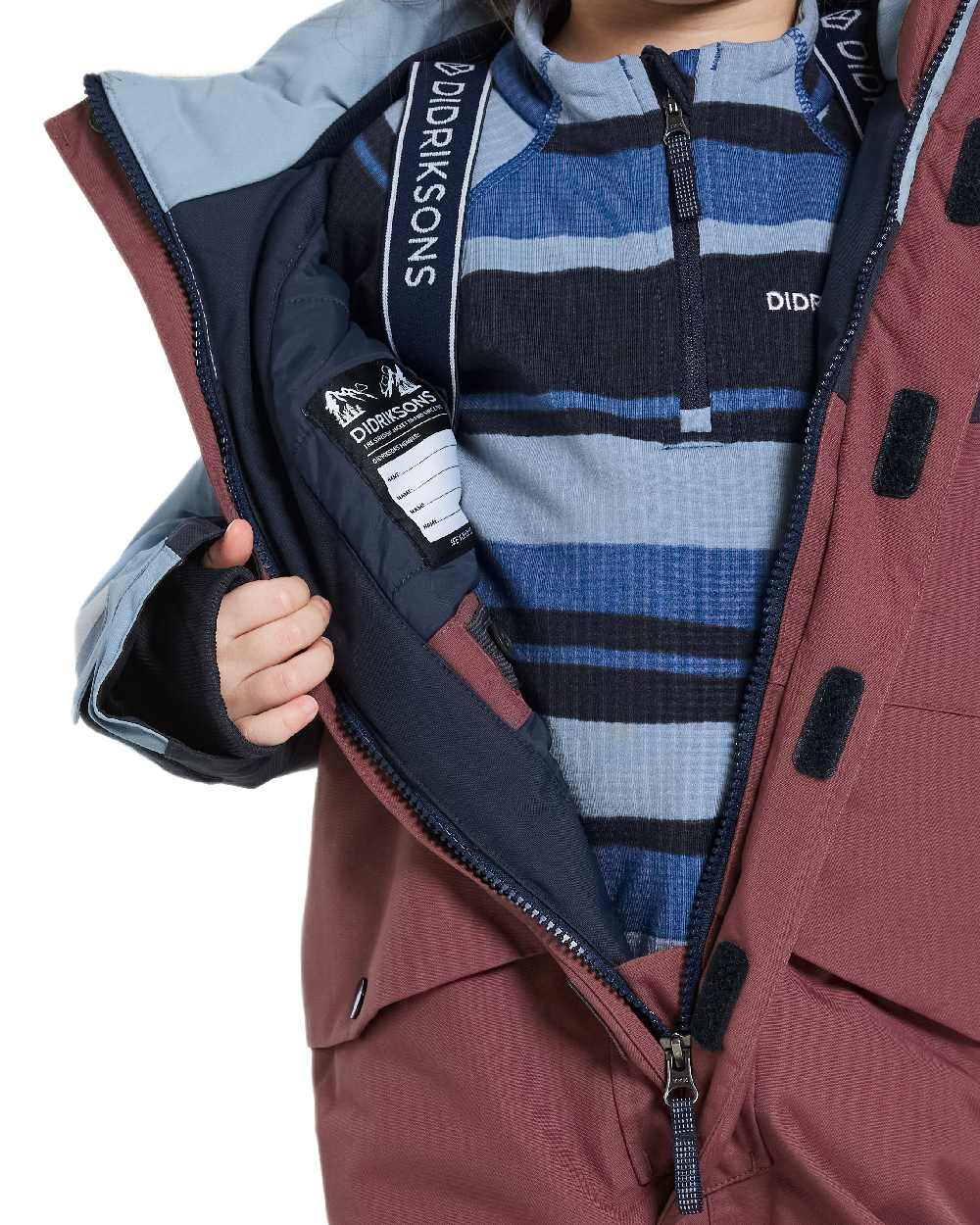 Anemon Red Coloured Didriksons Childrens Bjärven Coveralls on white background