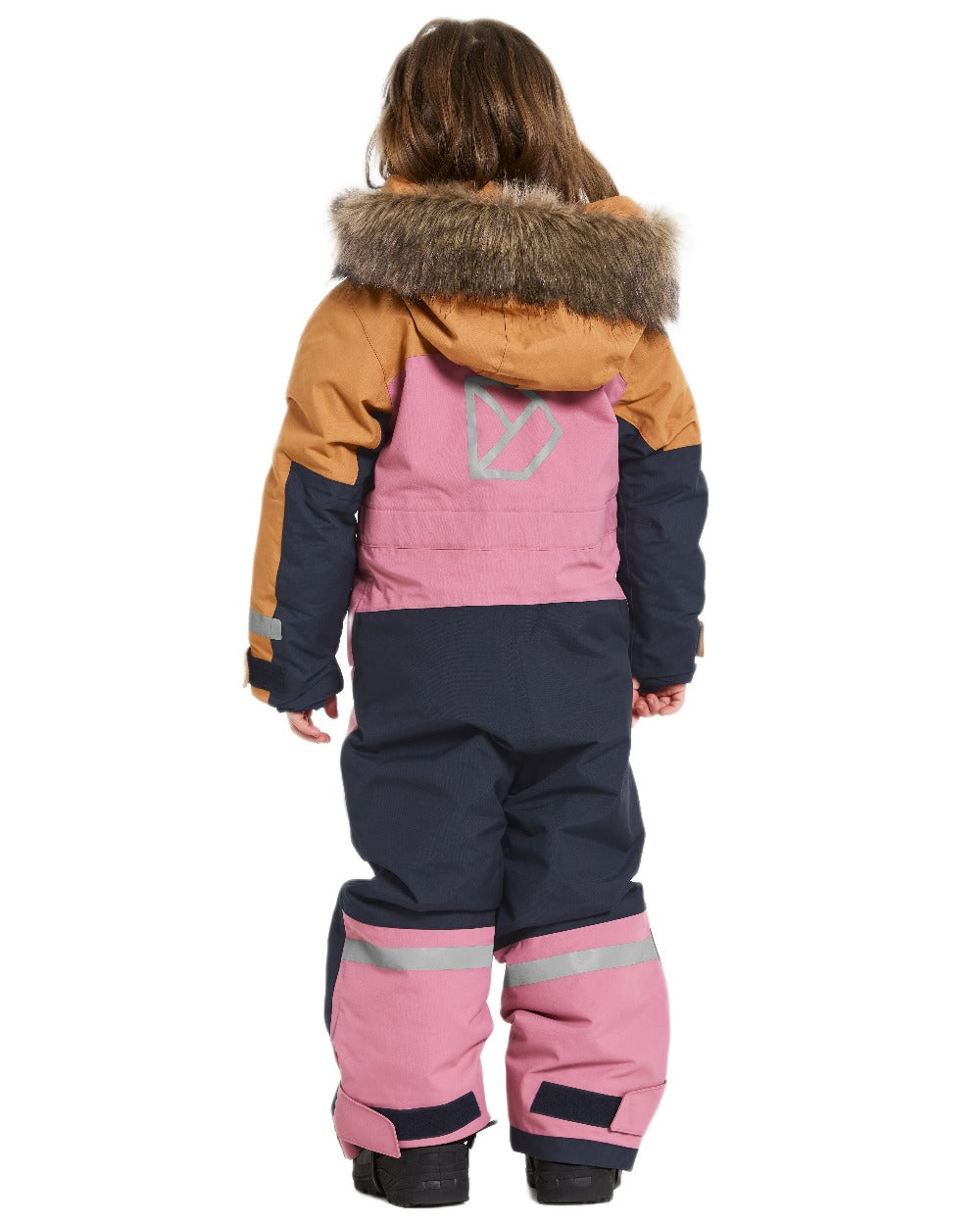 Heather Pink Coloured Didriksons Childrens Bjärven Coveralls on white background