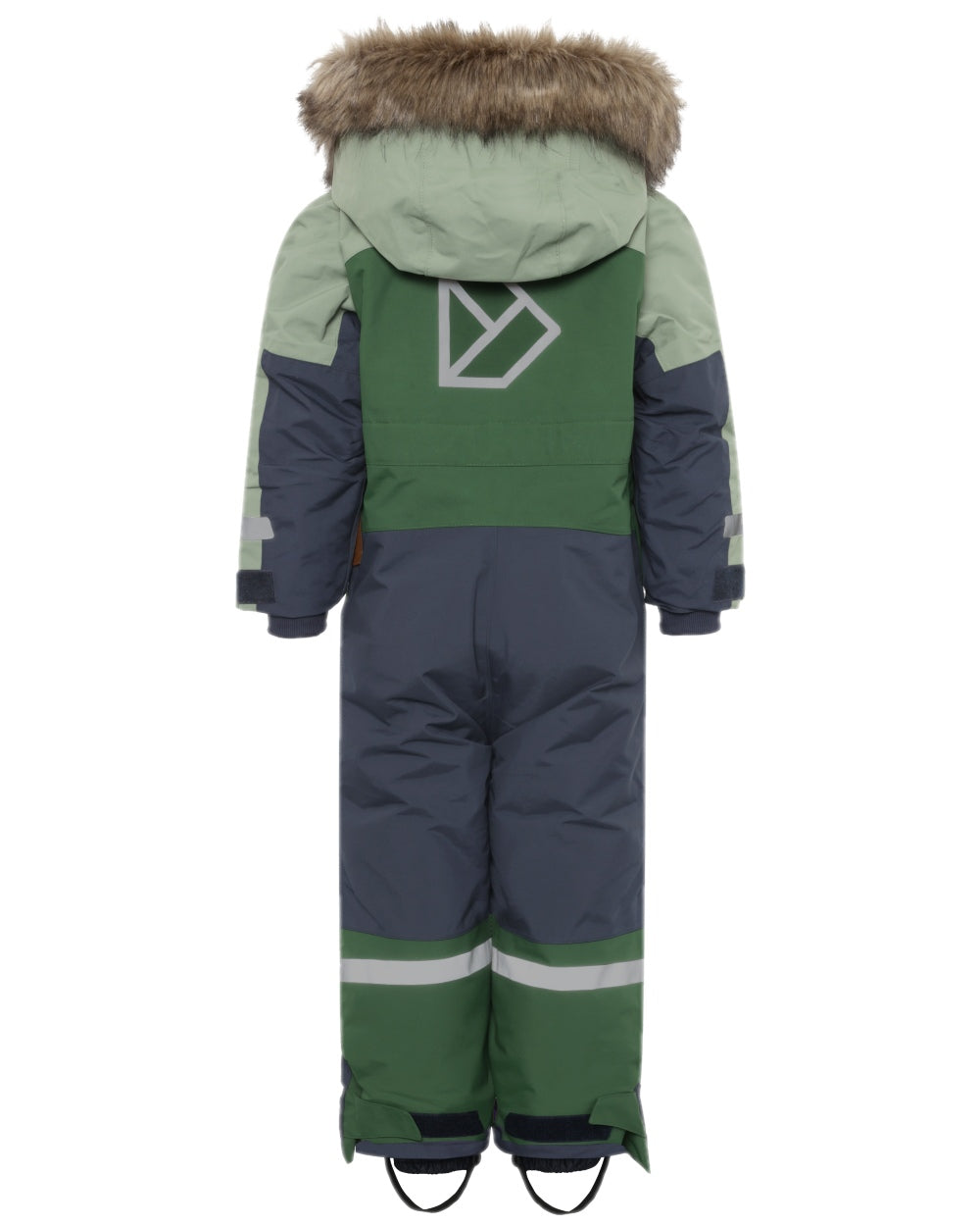 Light Moss Coloured Didriksons Childrens Bjärven Coveralls on white background