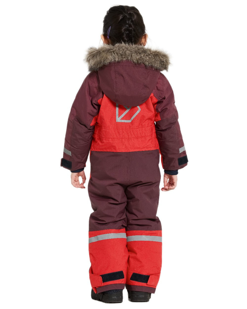 Pomme Red Coloured Didriksons Childrens Bjärven Coveralls on white background
