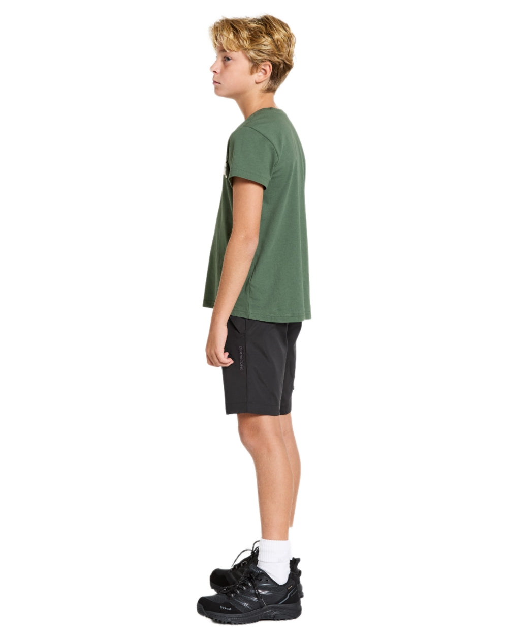 Graphite coloured Didriksons Childrens Eken Shorts on white background