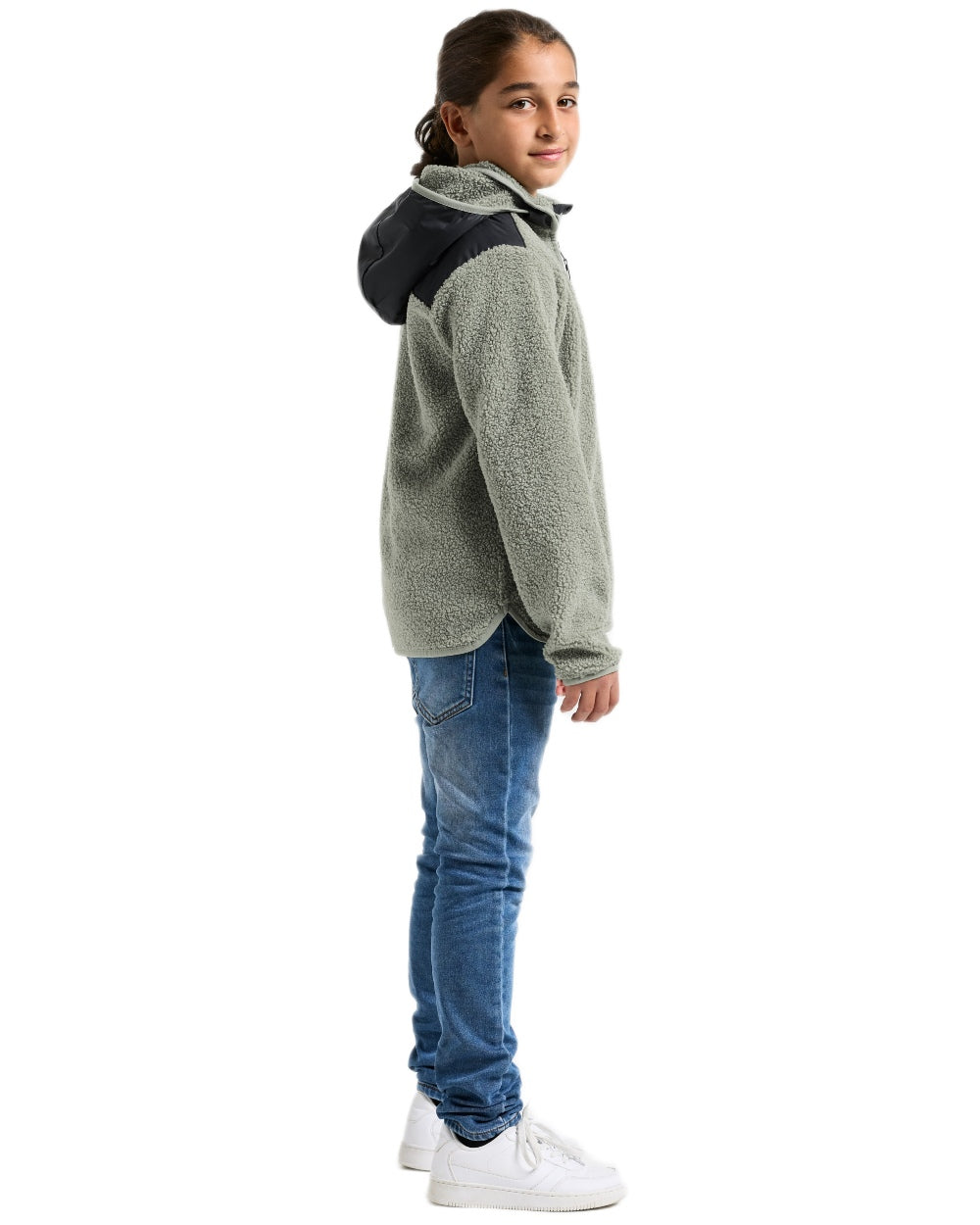 Wilted Leaf coloured Didriksons Childrens Exa Full-Zip Fleece 3 on white background