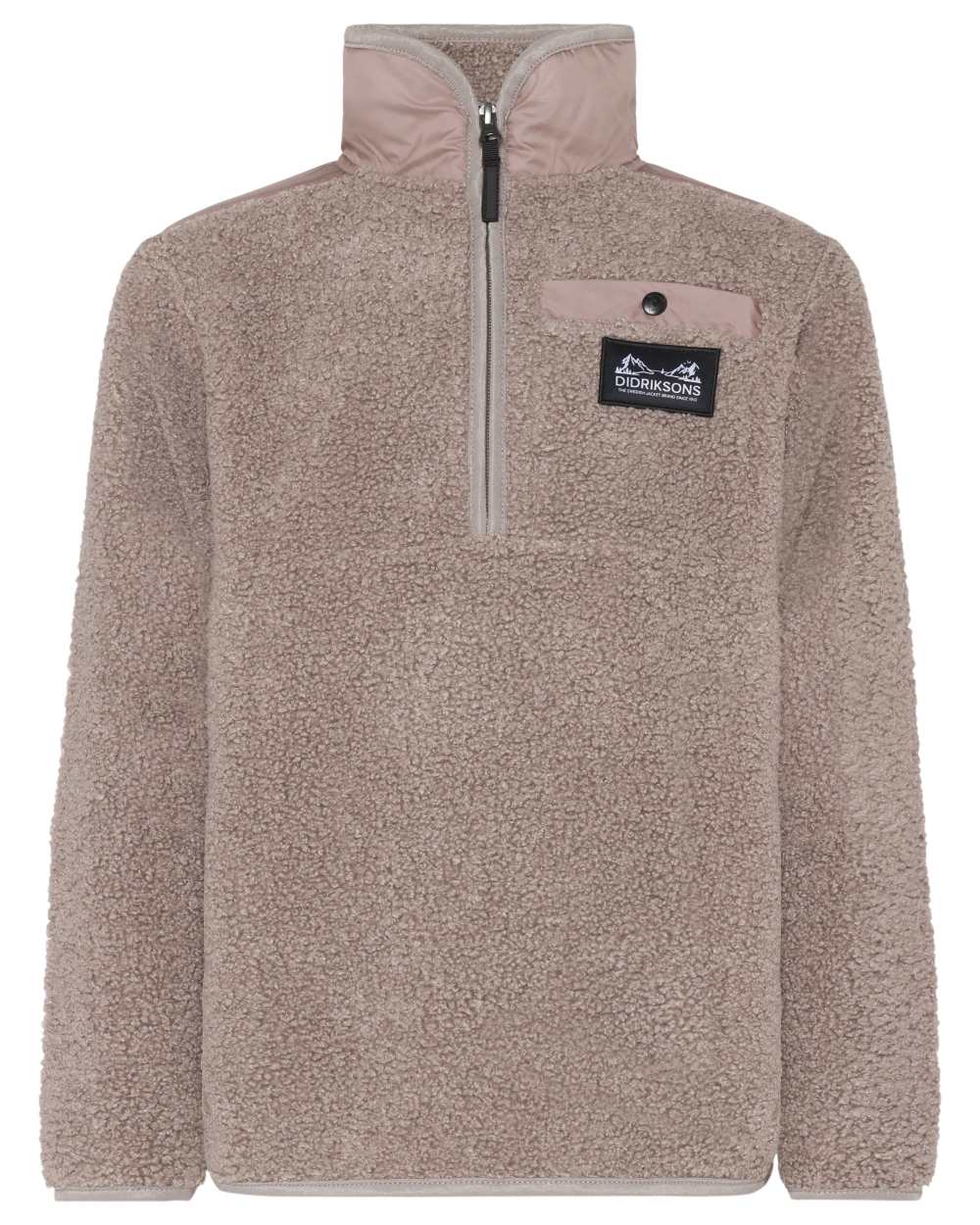 Ash Brown coloured Didriksons Childrens Exa Half Zip Sweater on white background