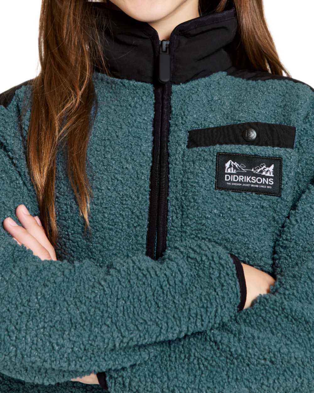 Star Blue coloured Didriksons Childrens Exa Half Zip Sweater on white background