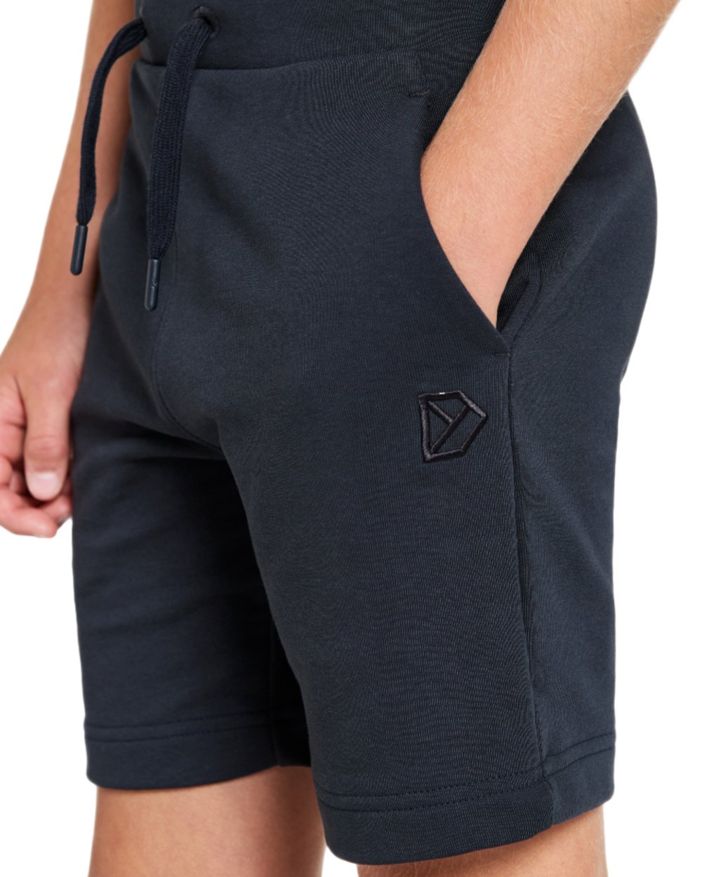 Navy coloured Didriksons Childrens Fejan Shorts on white background