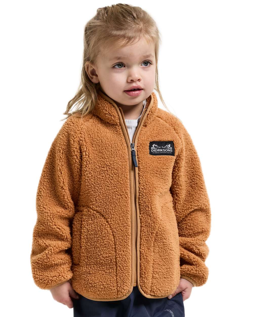 Almond Tree coloured Didriksons Childrens Gibbs Full Zip Jacket 2 on white background