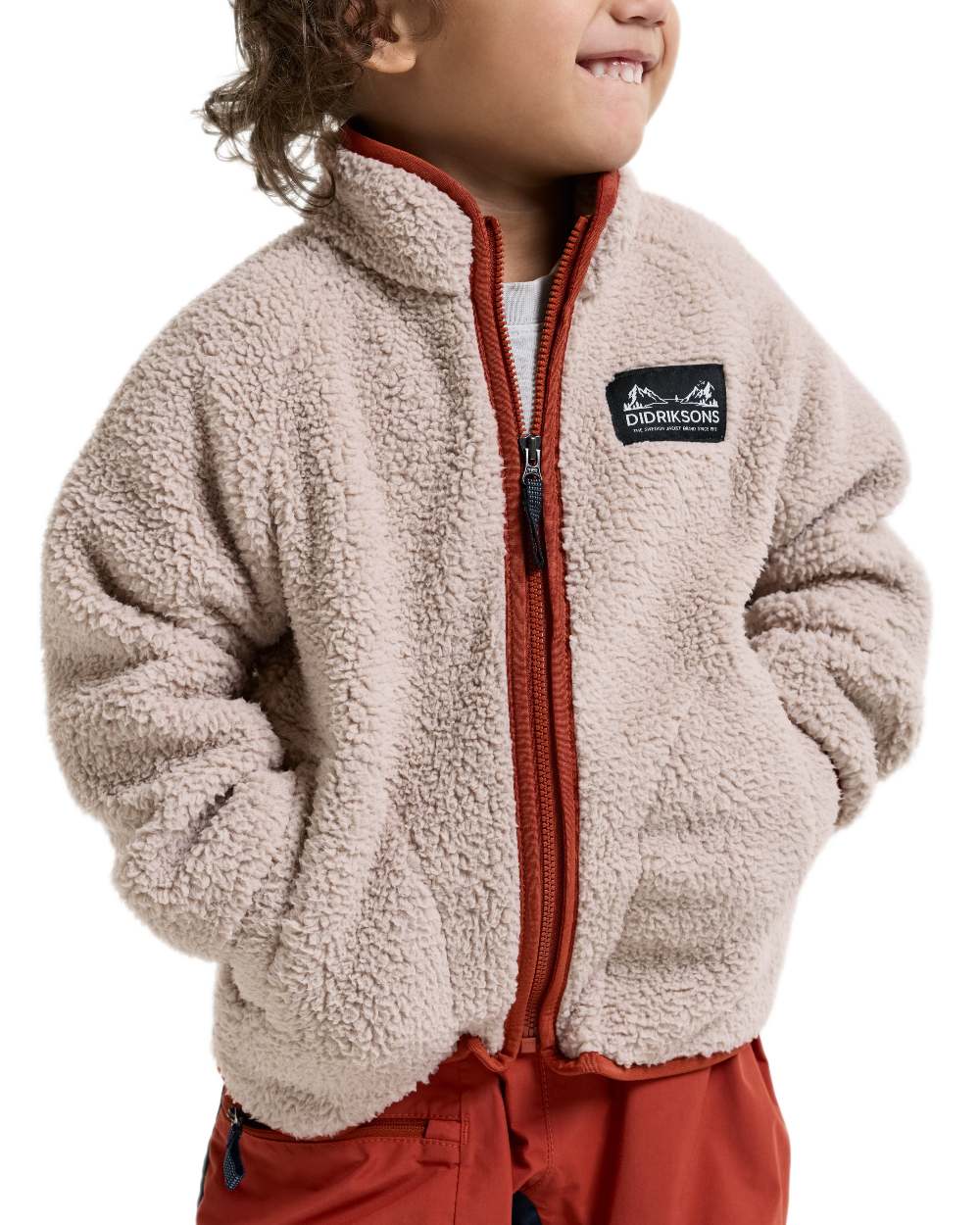 Beach Beige Rust coloured Didriksons Childrens Gibbs Full Zip Jacket 2 on white background