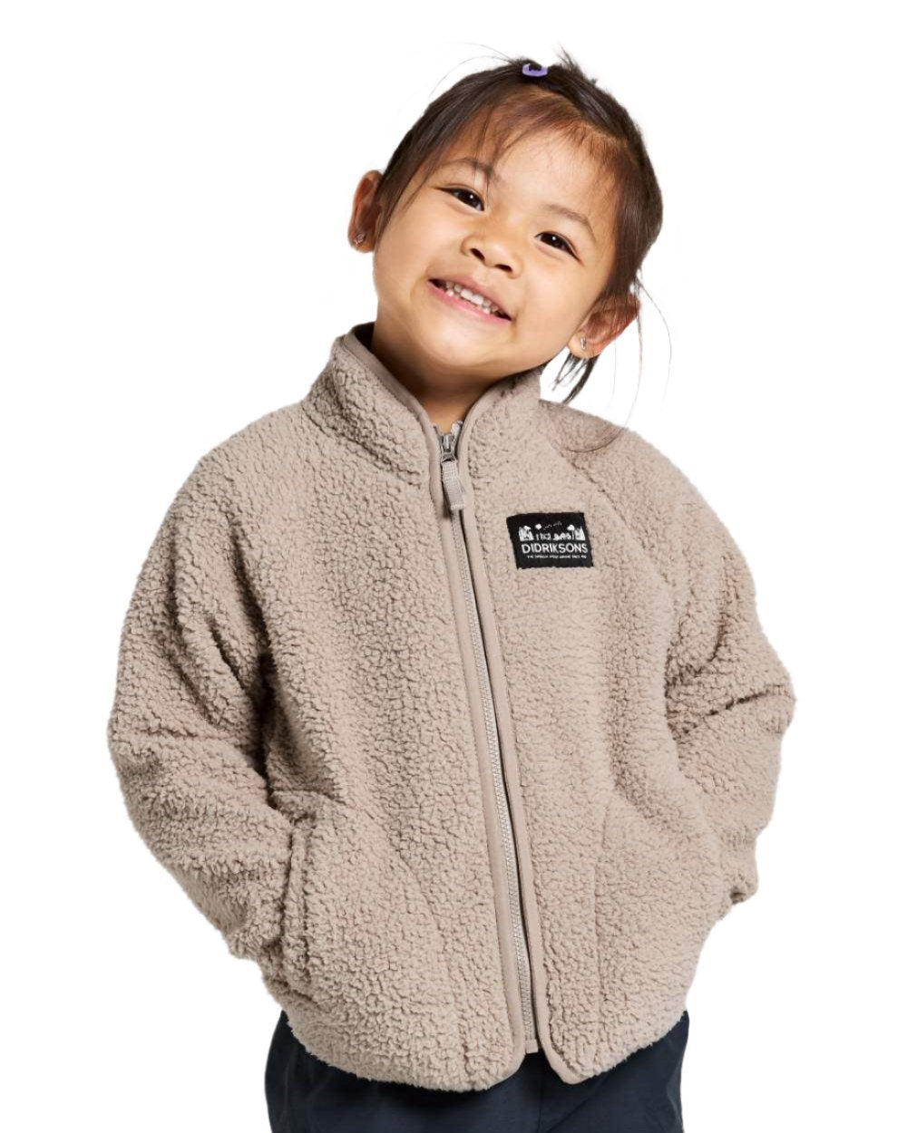 Beach Beige coloured Didriksons Childrens Gibbs Full Zip Jacket 2 on white background