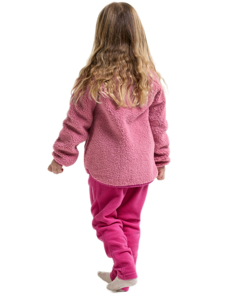 Heather Pink Cactus Pink coloured Didriksons Childrens Gibbs Full Zip Jacket 2 on white background