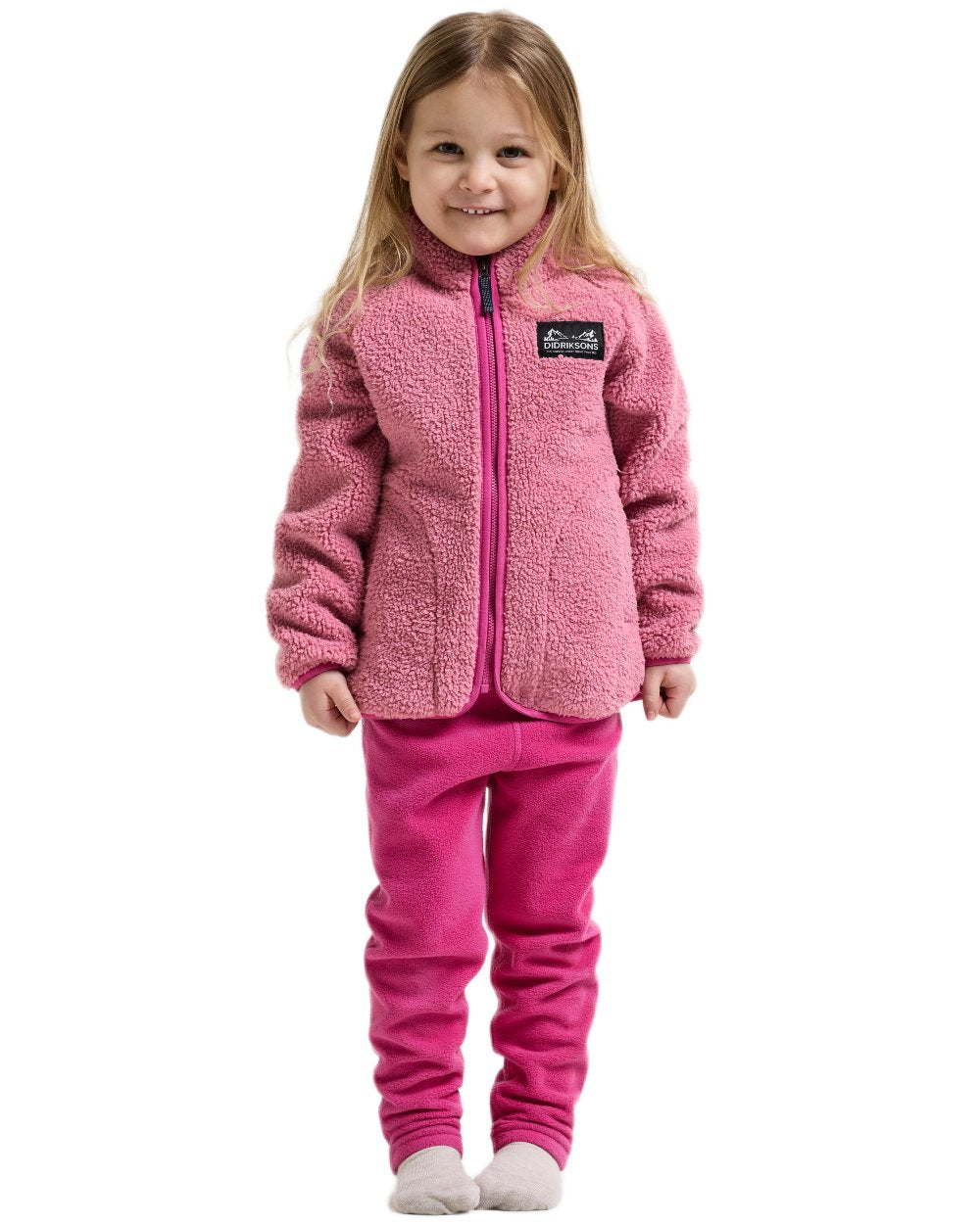 Heather Pink Cactus Pink coloured Didriksons Childrens Gibbs Full Zip Jacket 2 on white background
