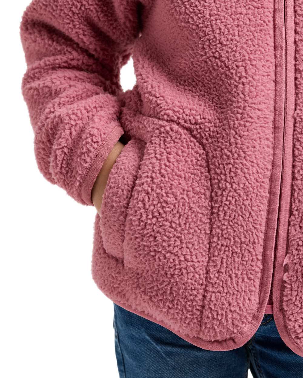 Heather Pink coloured Didriksons Childrens Gibbs Full Zip Jacket 2 on white background