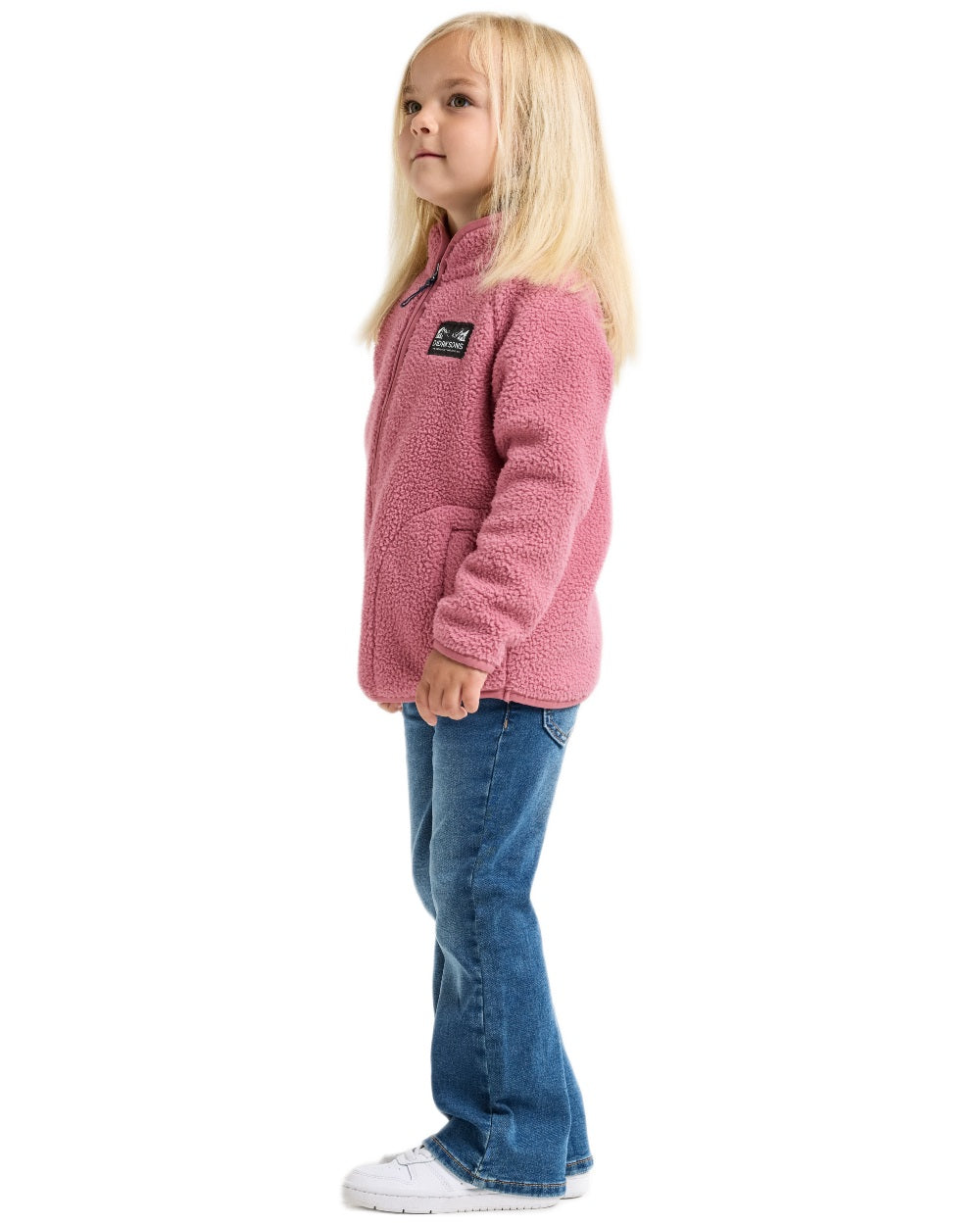Heather Pink coloured Didriksons Childrens Gibbs Full Zip Jacket 2 on white background