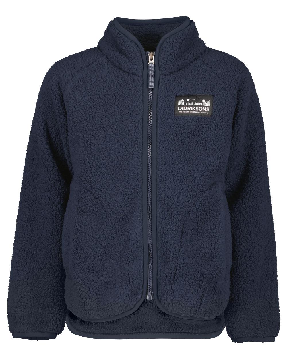 Navy coloured Didriksons Childrens Gibbs Full Zip Jacket 2 on white background