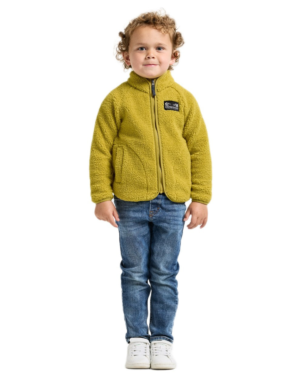 Yellow Pollen coloured Didriksons Childrens Gibbs Full Zip Jacket 2 on white background