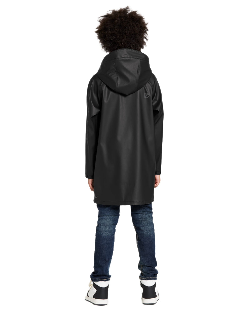 Black coloured Didriksons Childrens Giga Jacket on white background