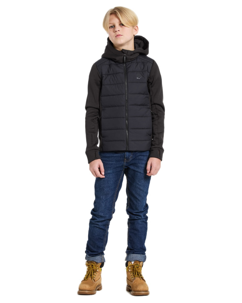 Black coloured Didriksons Childrens Kapris Full Zip Jacket 3 on white background