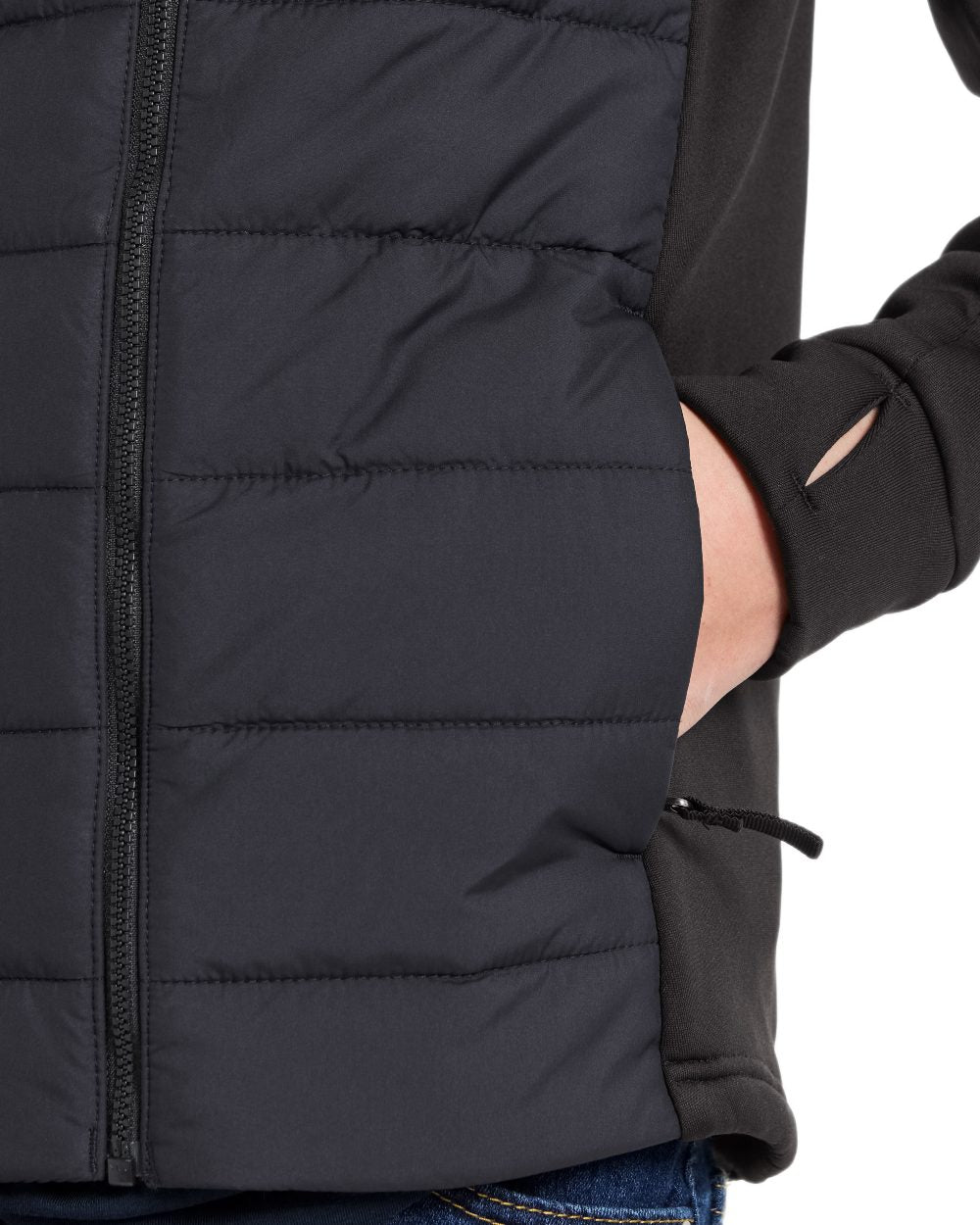 Black coloured Didriksons Childrens Kapris Full Zip Jacket 3 on white background