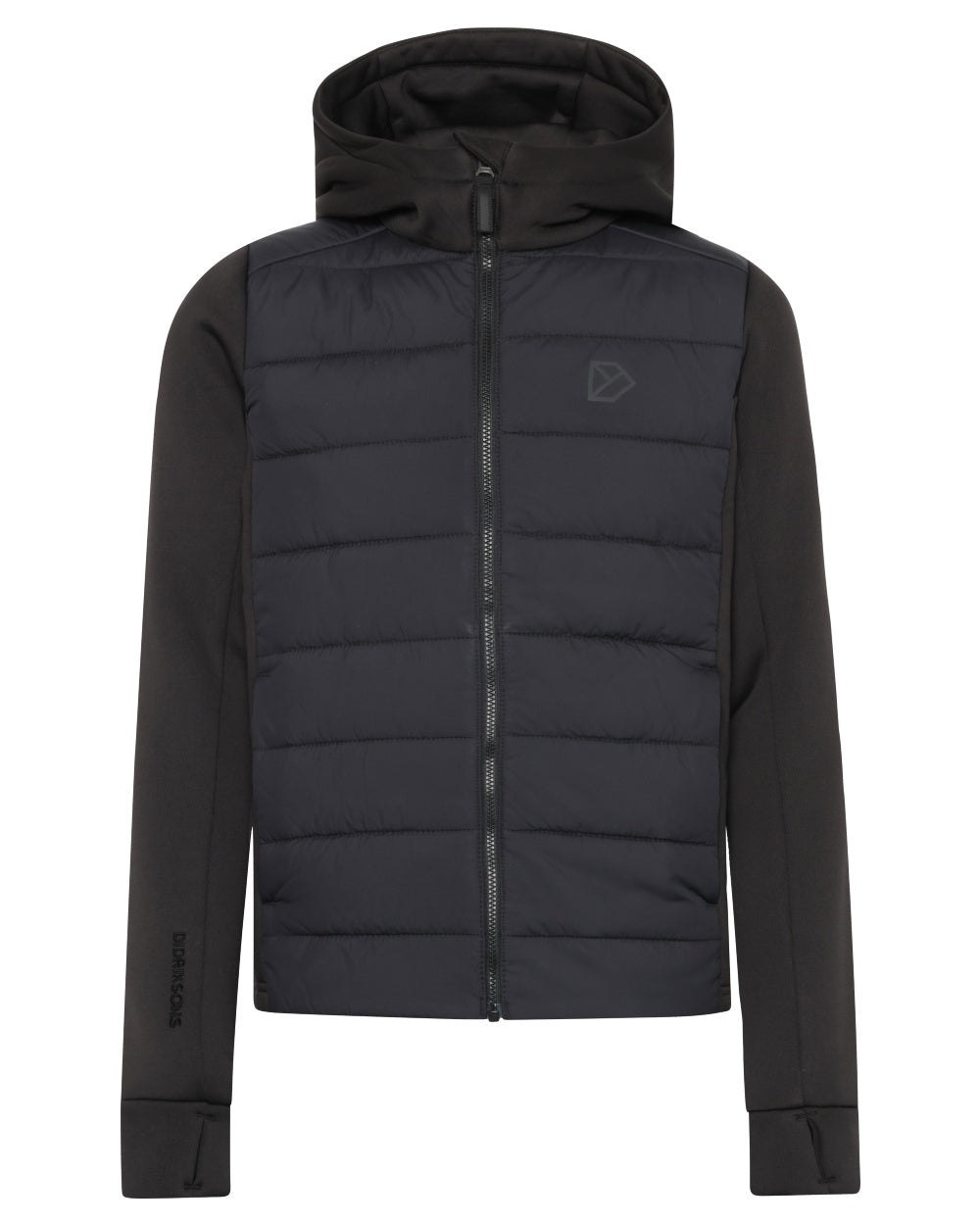 Black coloured Didriksons Childrens Kapris Full Zip Jacket 3 on white background