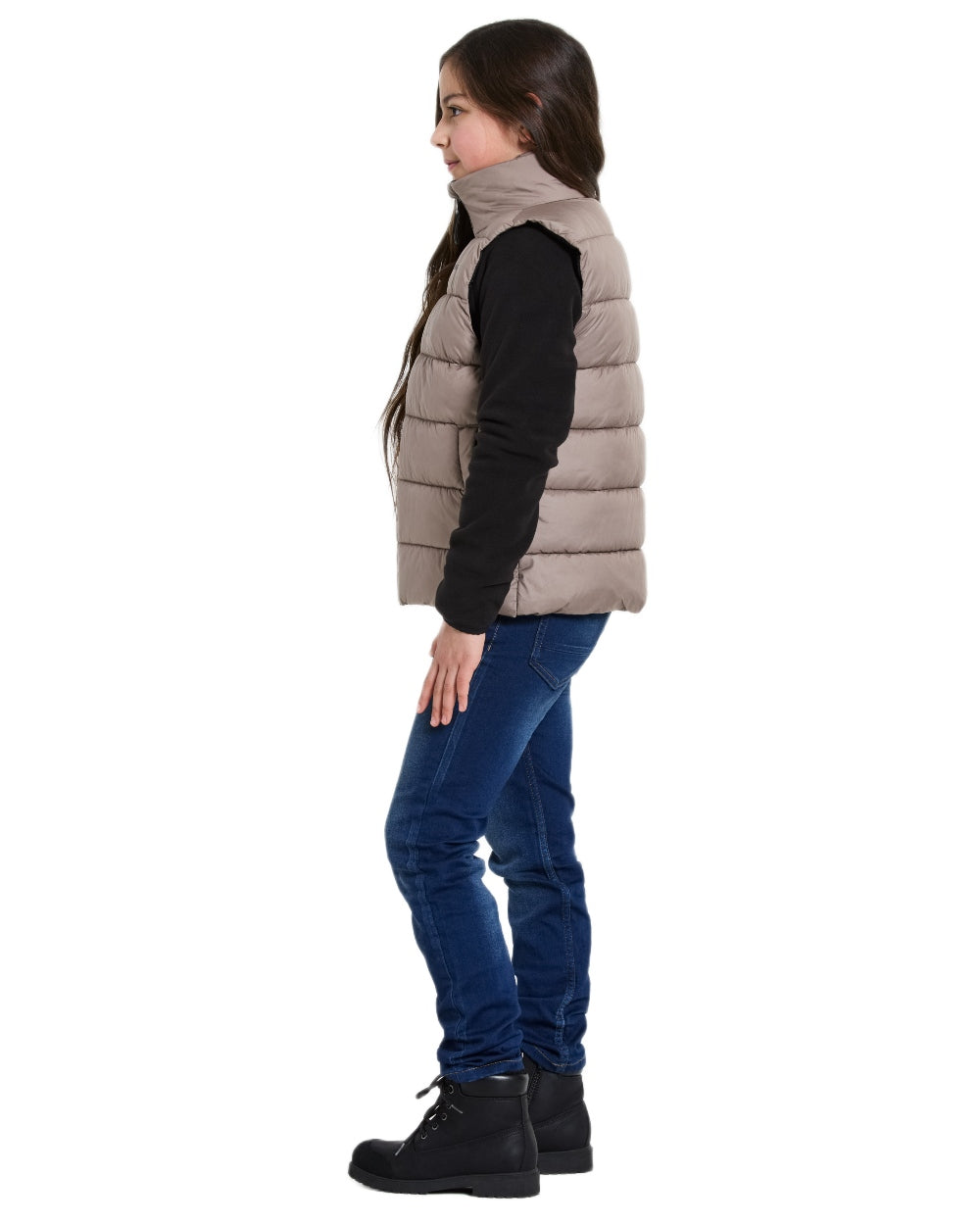 Ash Brown coloured Didriksons Childrens Kilo Vest 2 on white background