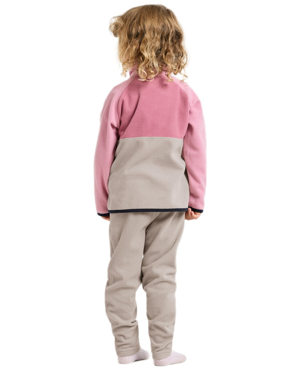 Heather Pink coloured Didriksons Childrens Monte Half Button Fleece 5 on white background