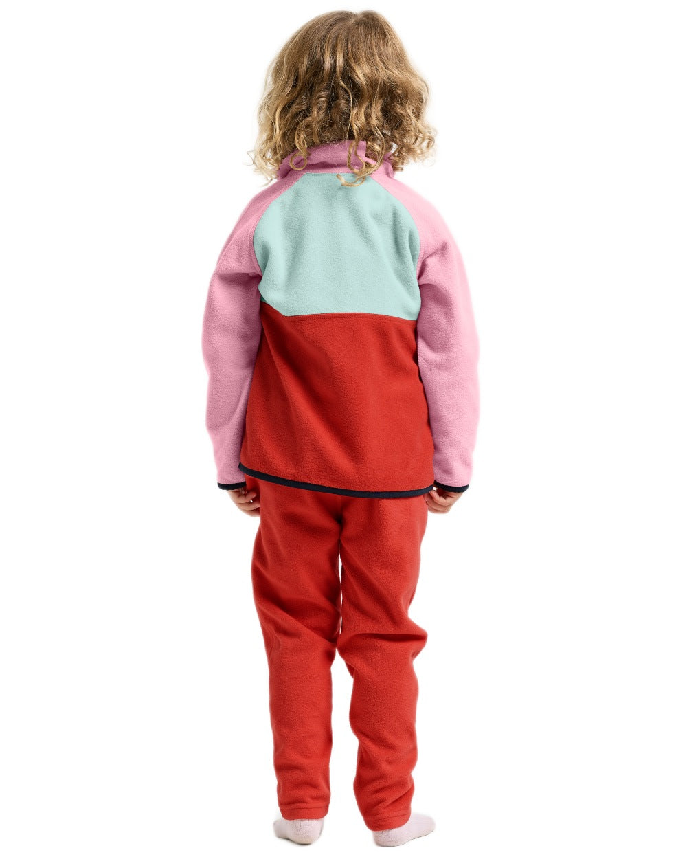 Light Heather Pink coloured Didriksons Childrens Monte Half Button Fleece 5 on white background