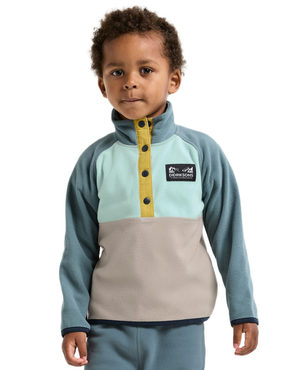 Ocean Mint coloured Didriksons Childrens Monte Half Button Fleece 5 on white background
