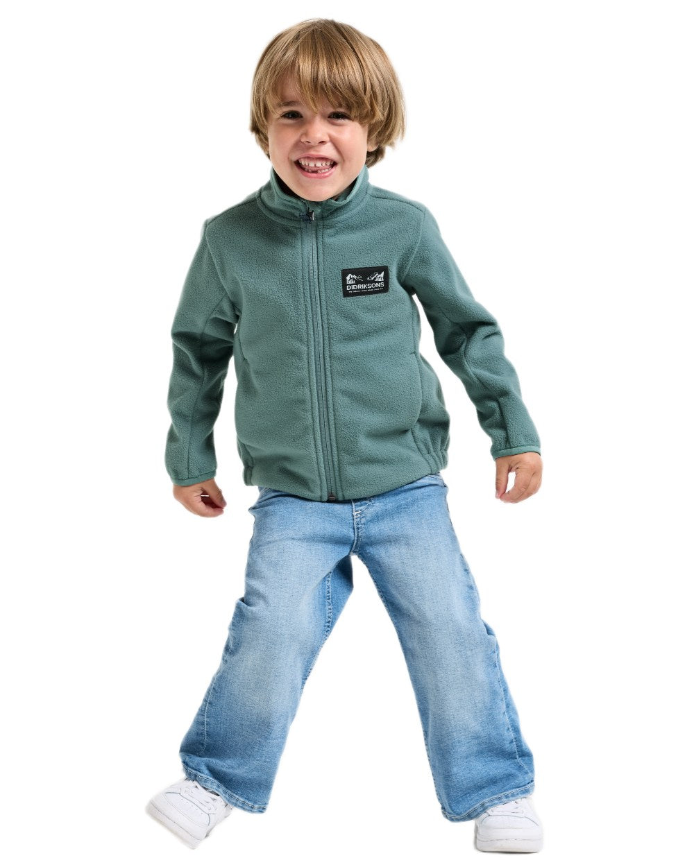 Factory Blue coloured Didriksons Childrens Muskot Jacket on white background