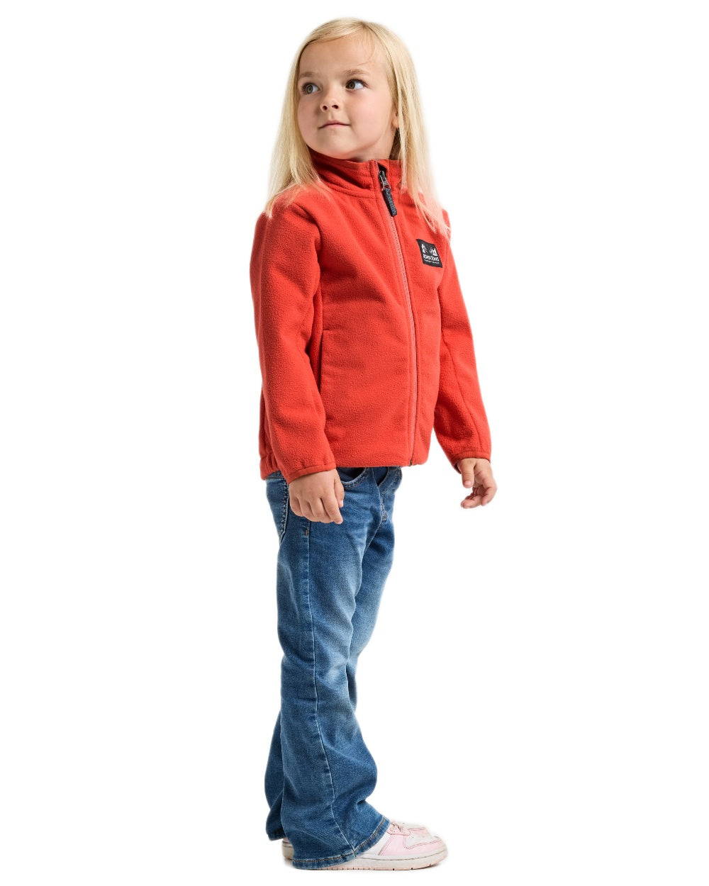 Paprika coloured Didriksons Childrens Muskot Jacket on white background