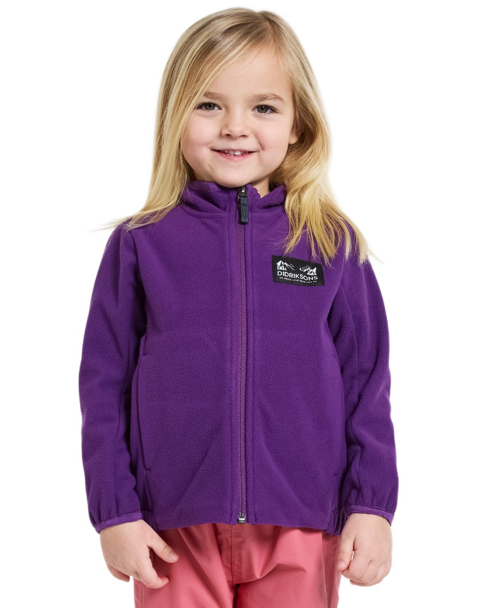 Royal Purple coloured Didriksons Childrens Muskot Jacket on white background
