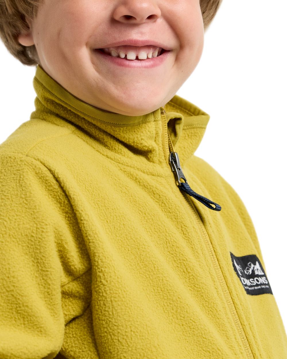 Yellow Pollen coloured Didriksons Childrens Muskot Jacket on white background