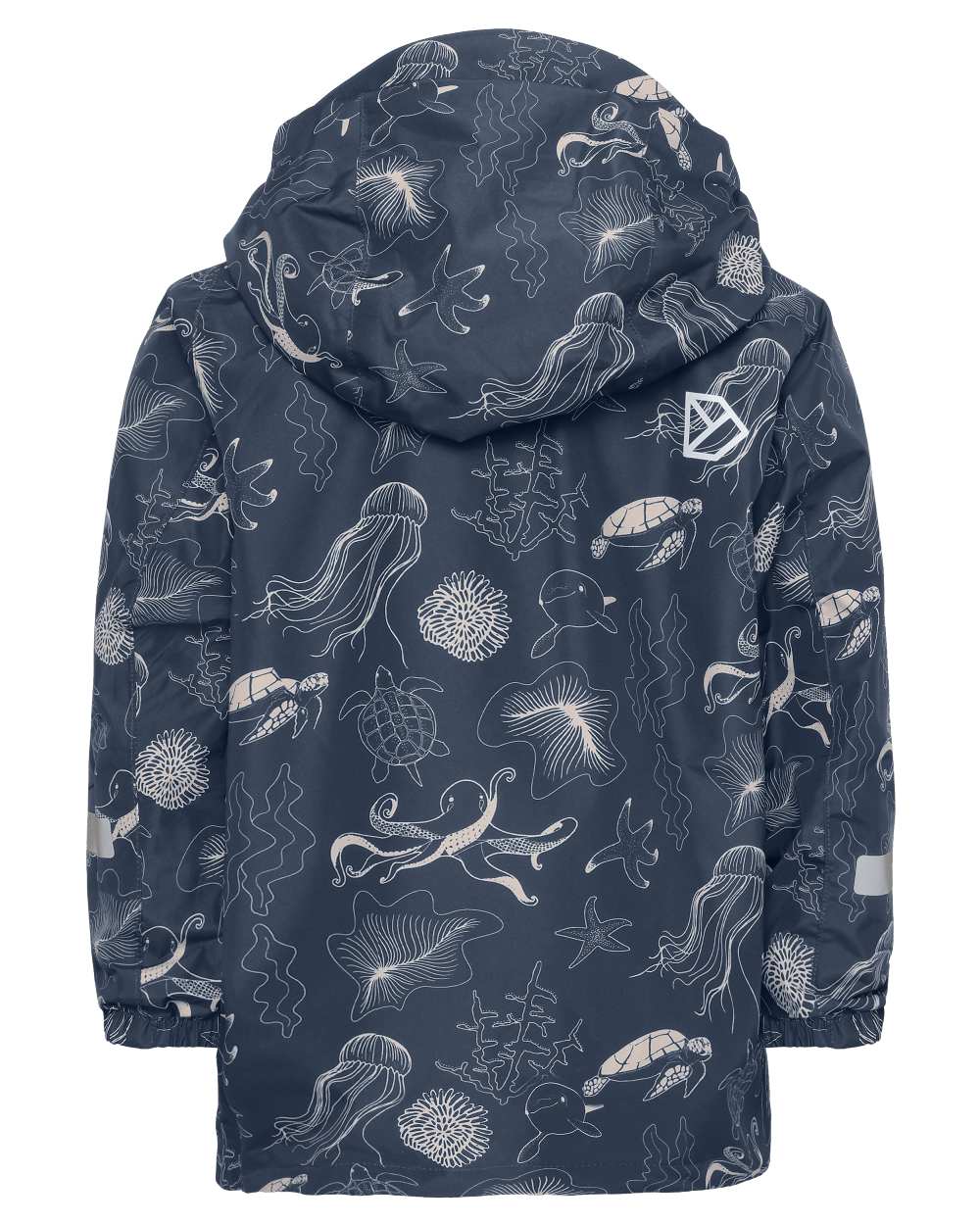 Ocean Navy coloured Didriksons Childrens Norma Printed Jacket on white background